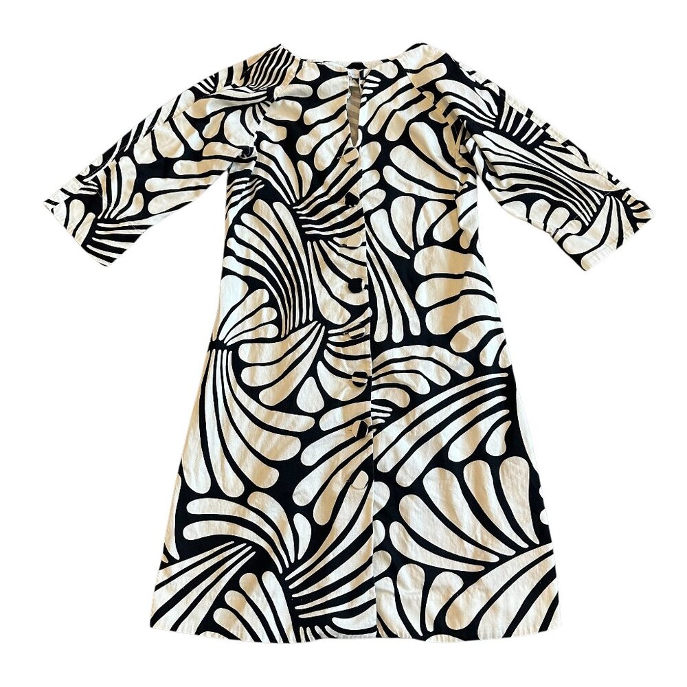 Black & White Graphic Print Midi Dress - Women